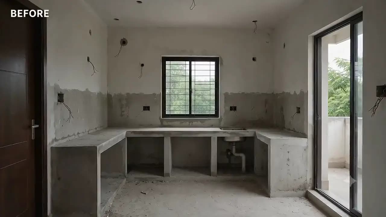 Skypaint crew carrying out modular kitchen on site in Kolkata